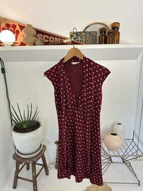 Vintage 90s In the Now Polka Dot Dress Size 4 100% Silk